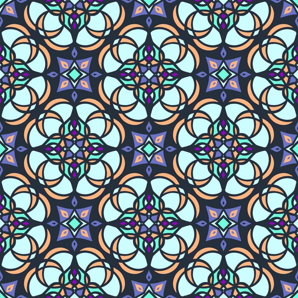 ornamento em estilo oriental, com um padrão geométrico em ilustração de color.vector azul-azul vetor