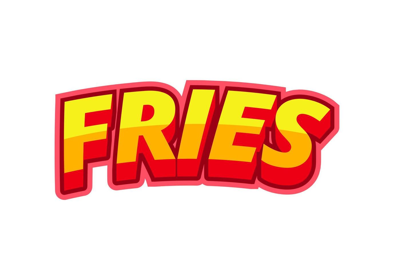 batatas fritas de inscrição em estilo pop-art em um fundo branco de letras multicoloridas. para decoração e impressão de menus de monstros. ilustração vetorial. vetor