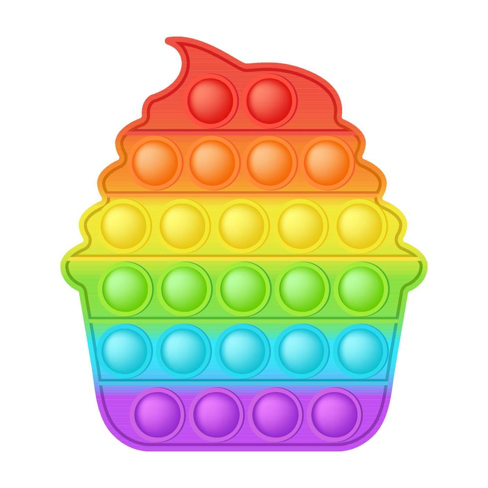 popping toy brinquedo de silicone bolo arco-íris brilhante para inquietações. brinquedo de desenvolvimento sensorial de bolha viciante para dedos de crianças. ilustração vetorial isolada vetor