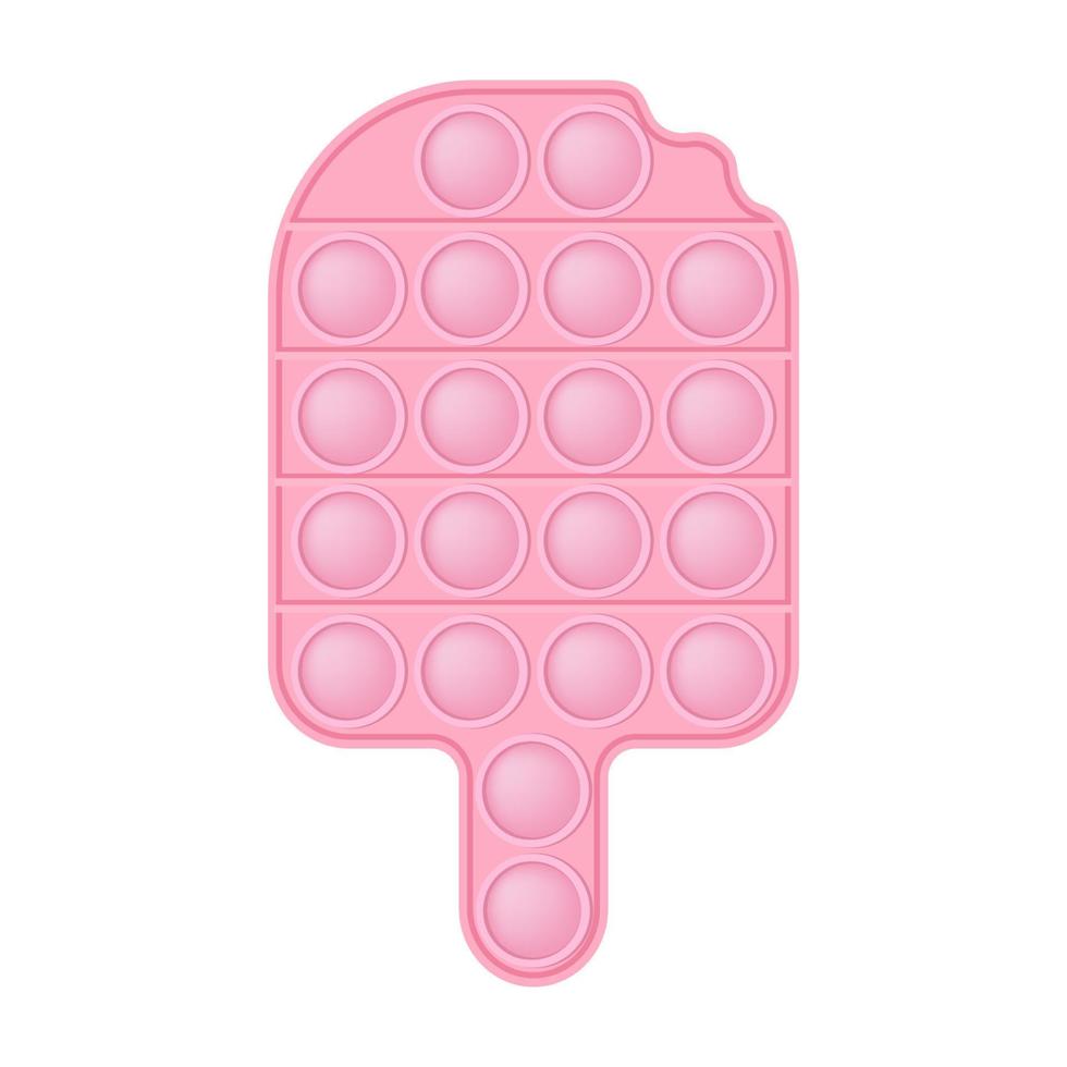 popping toy brinquedo de silicone de sorvete rosa para inquietações. brinquedo antiestresse viciante na cor rosa pastel. brinquedo de desenvolvimento sensorial de bolha para dedos de crianças. ilustração vetorial isolada vetor