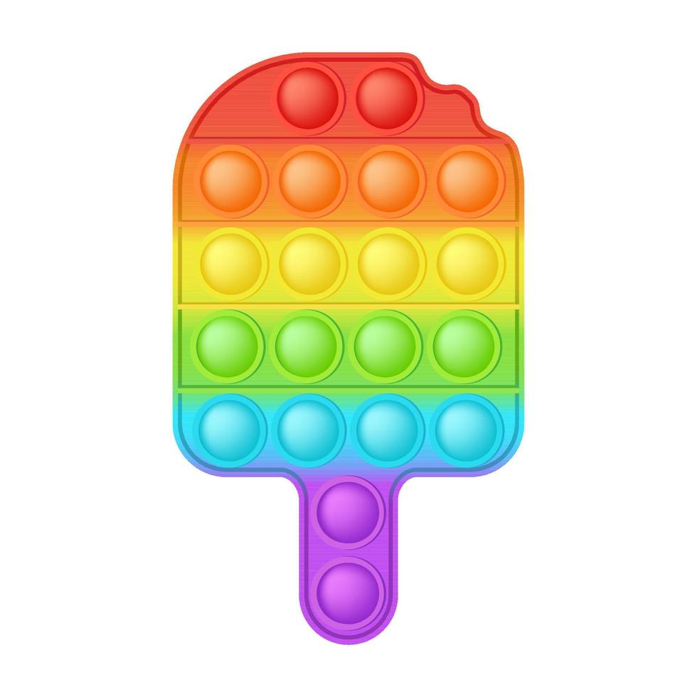 brinquedo popping brinquedo de silício de sorvete de arco-íris brilhante para inquietações. brinquedo de desenvolvimento sensorial de bolha viciante para dedos de crianças. ilustração vetorial isolada vetor