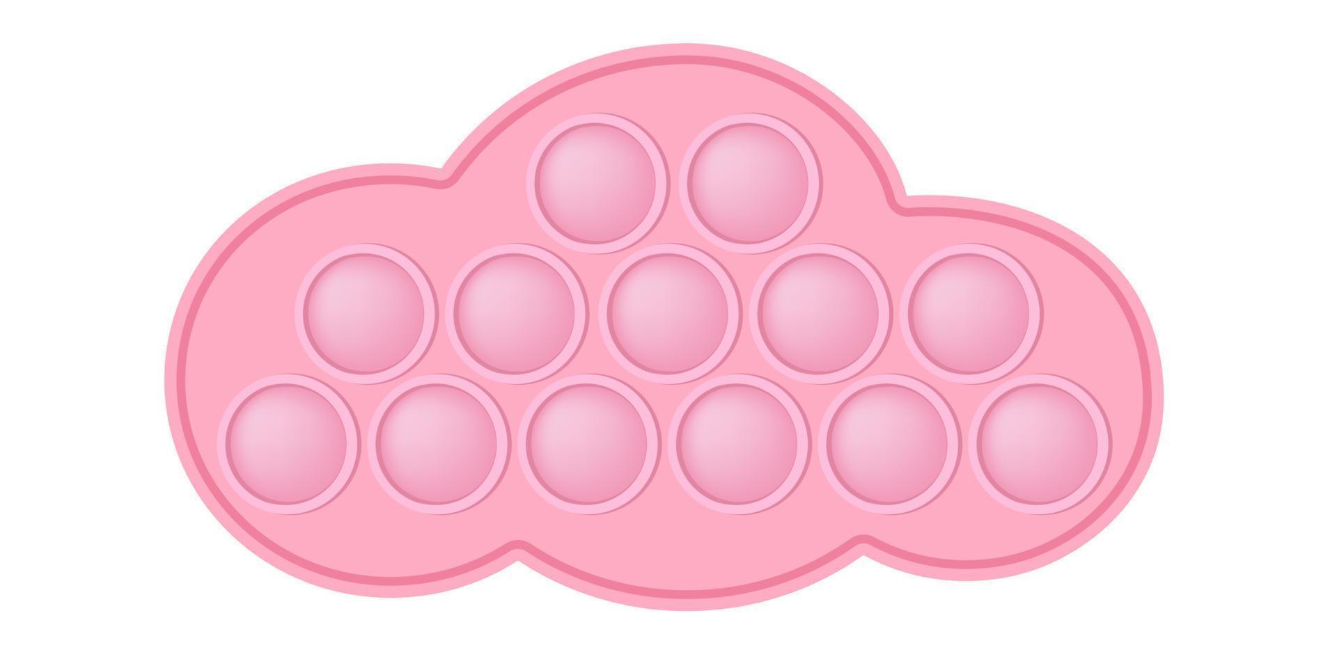 brinquedo popping brinquedo de silicone nuvem rosa para inquietações. brinquedo antiestresse viciante na cor rosa pastel. brinquedo de desenvolvimento sensorial de bolha para dedos de crianças. ilustração vetorial isolada vetor
