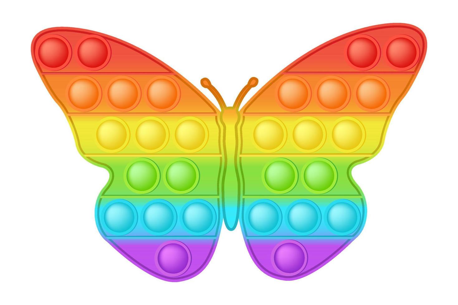 brinquedo de silício de borboleta de arco-íris brilhante de popping para inquietudes. brinquedo de desenvolvimento sensorial de bolha viciante para dedos de crianças. ilustração vetorial isolada vetor
