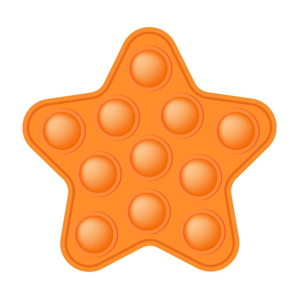 brinquedo popping brinquedo de silicone estrela laranja brilhante para inquietações. brinquedo de desenvolvimento sensorial de bolha viciante para dedos de crianças. ilustração vetorial isolada vetor