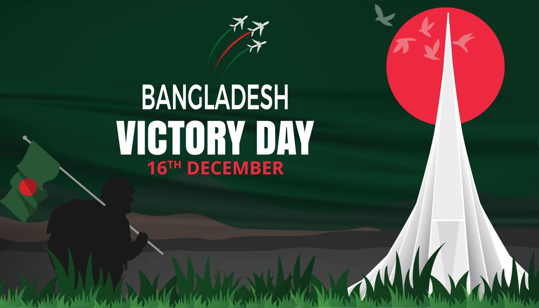 16 de dezembro banner do dia da vitória de bangladesh ou dia da vitória vetor