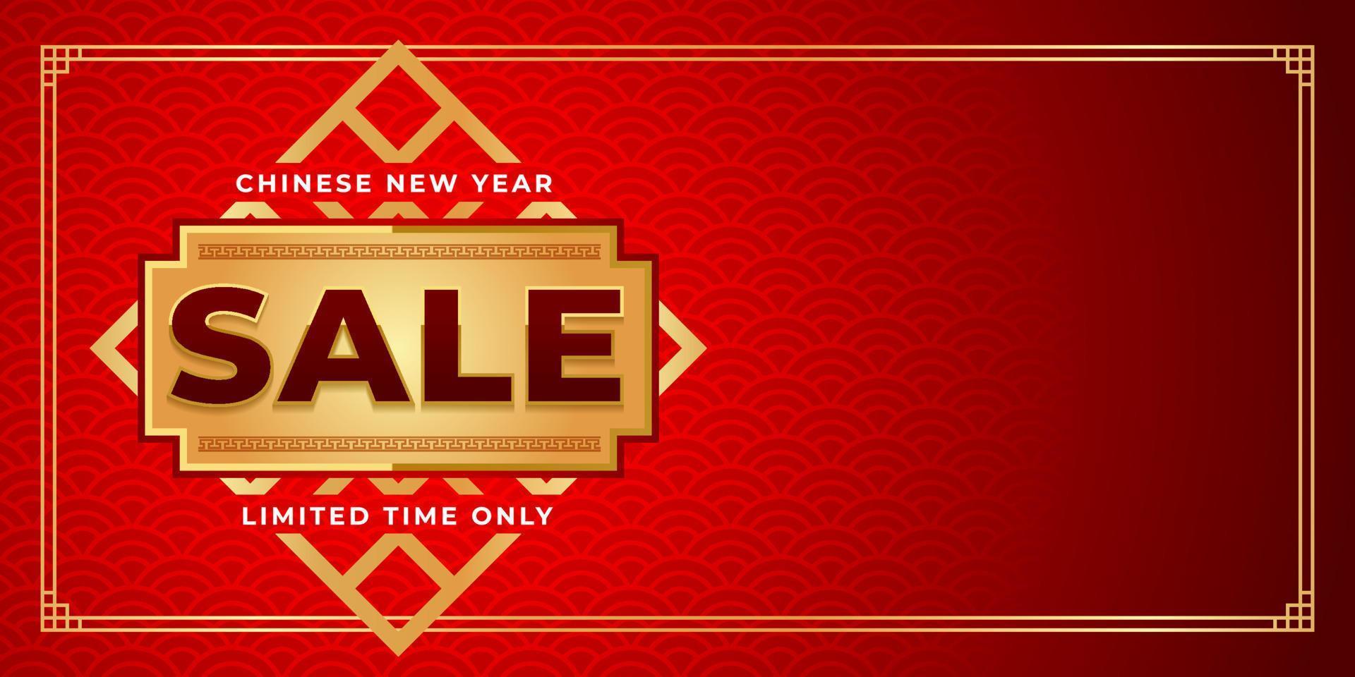 vetor de banner de venda de ano novo chinês, plano de fundo do evento de desconto de ano novo lunar para produto promocional, banner da web e postagem em mídia social