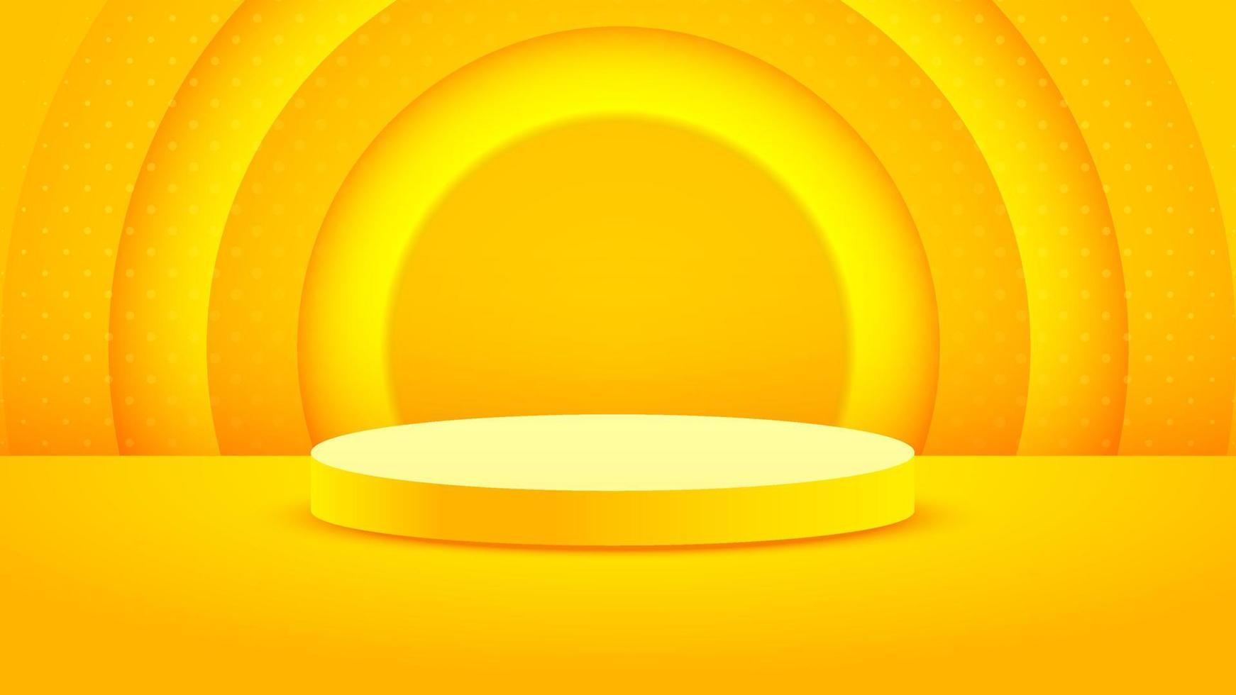 minimalismo de fundo em relevo amarelo realista com vetor de pódio em branco 3d para colocar seu produto, ilustração de banner abstrato