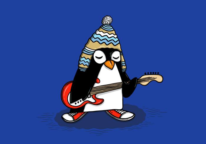 Penguin Guitarist Vector