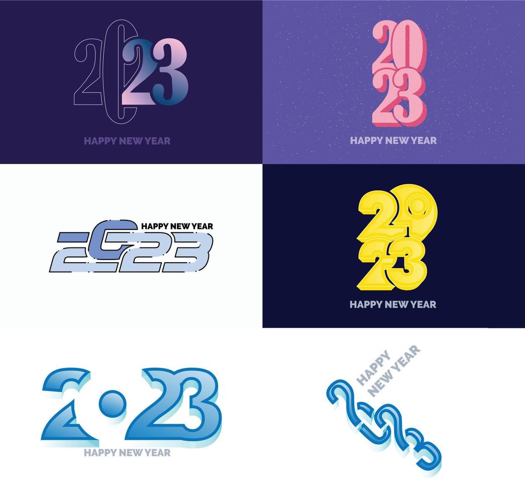 grande conjunto de design de texto de logotipo de feliz ano novo de 2023 modelo de design de número de 2023 vetor