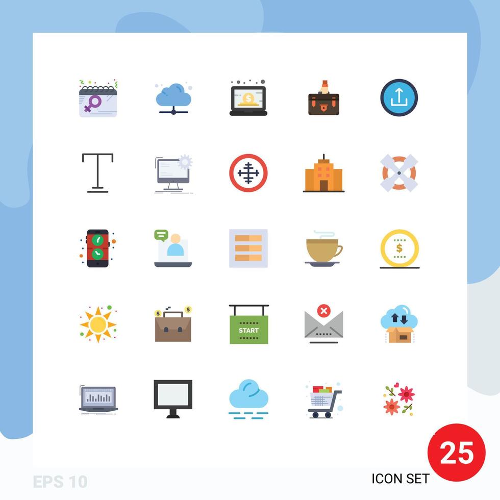 conjunto de 25 sinais de símbolos de ícones de interface do usuário modernos para maleta de gerenciamento de mala on-line elementos de design de vetores editáveis