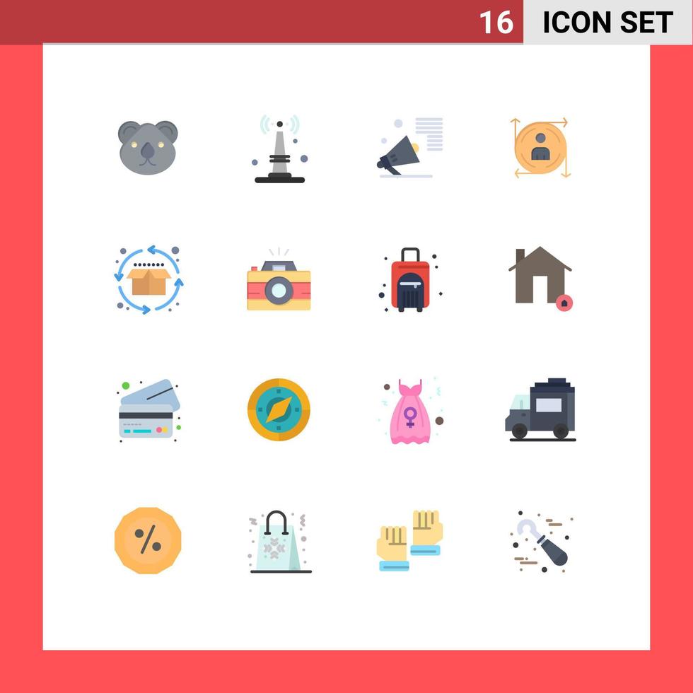 16 cores planas universais definidas para a predicação de caminho de aplicativos móveis e da web coisas pacote editável de alto-falante do usuário de elementos de design de vetores criativos