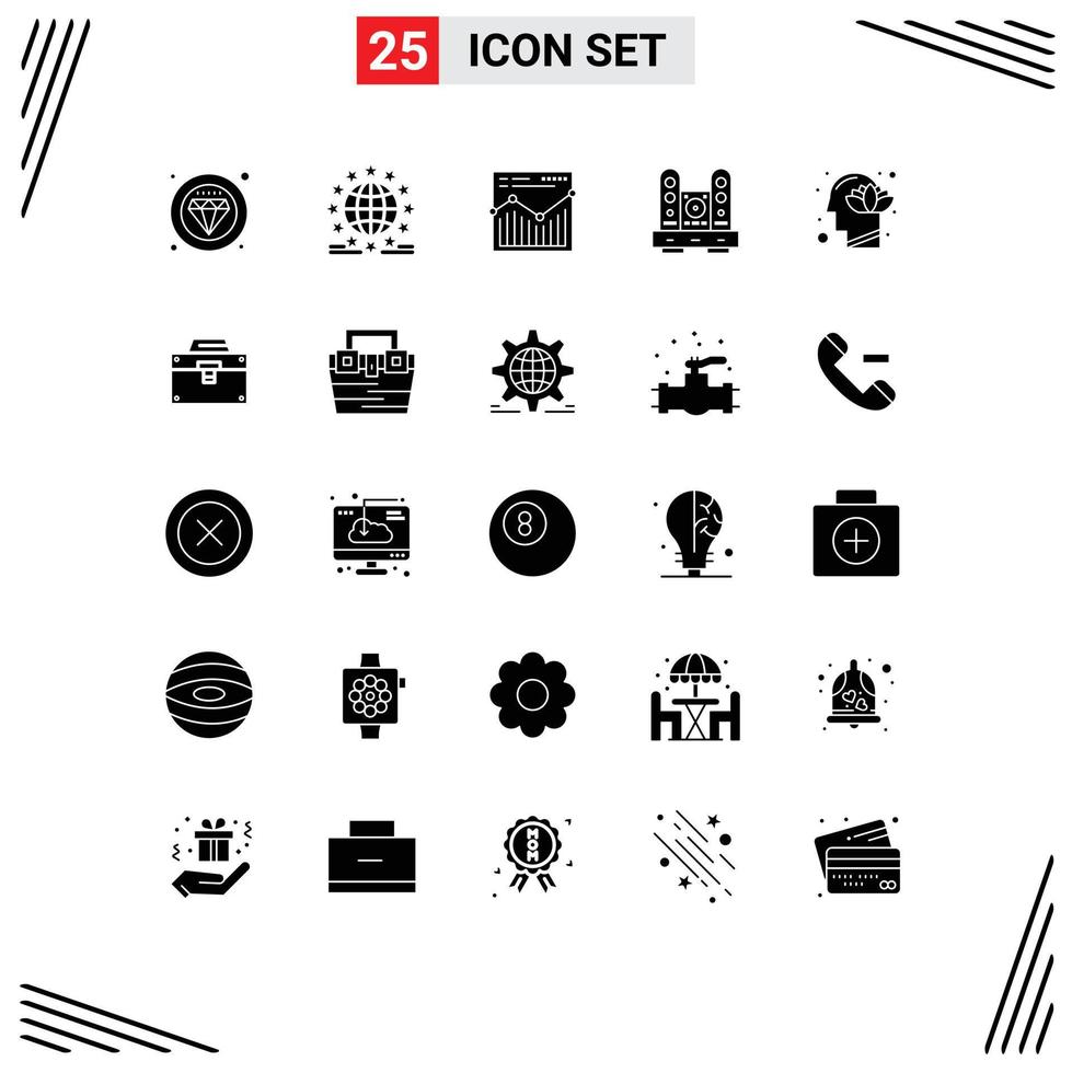 25 ícones criativos, sinais e símbolos modernos de alto-falante, móveis online, relatório de elementos de design vetorial editáveis vetor