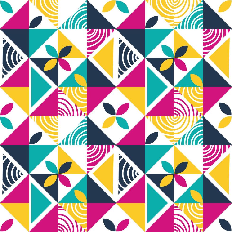 design de padrão geométrico abstrato em ilustração vetorial de cores brilhantes de estilo retrô padrão geométrico perfeito para papel de parede, web, impressão, têxtil, papel, adequado para decoração de design infantil vetor