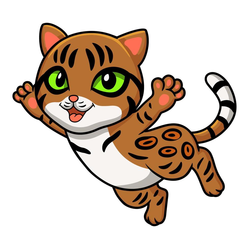 lindo desenho animado de gato de Bengala voando vetor