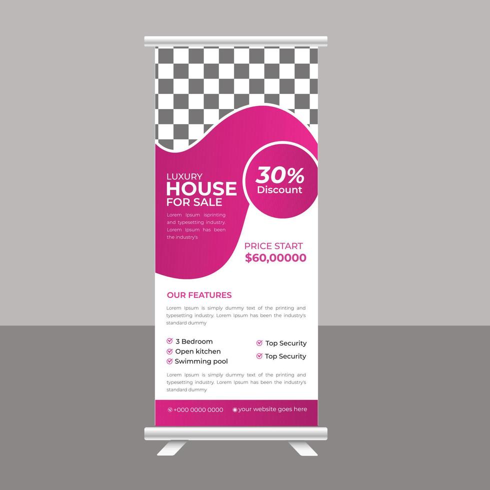 modelo de suporte de brochura de banner de venda de casa de sonho de luxo para agência imobiliária vetor