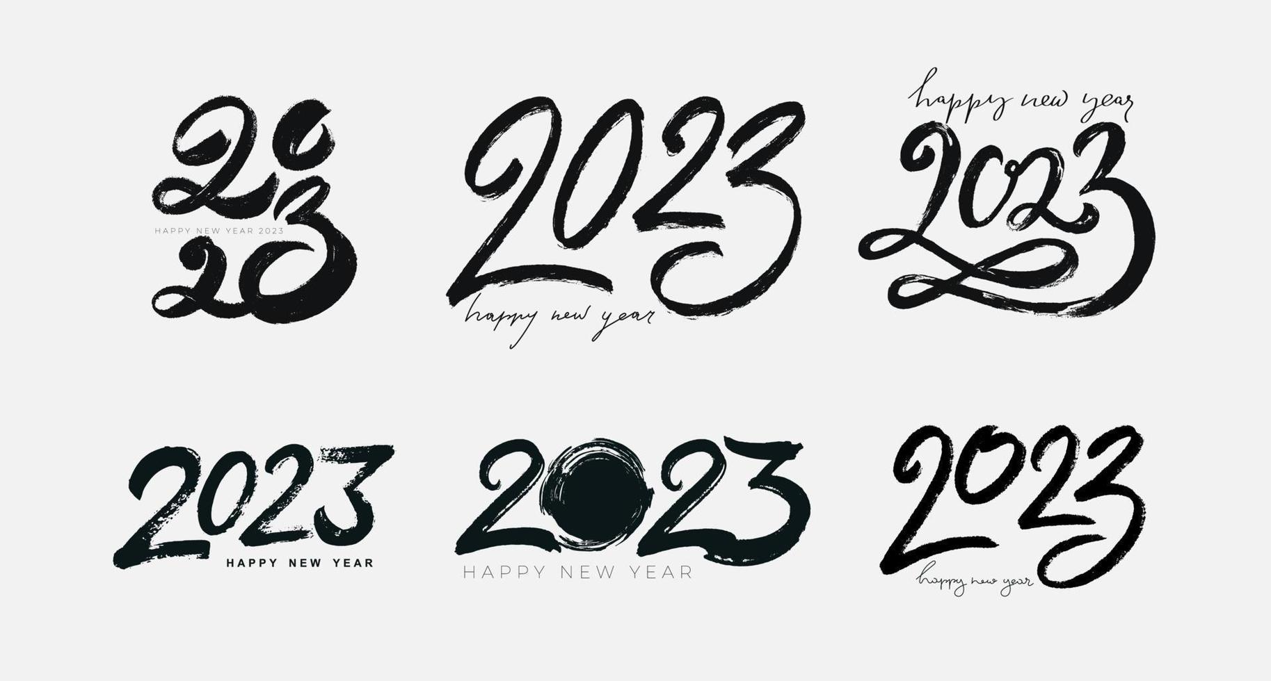 conjunto de números de letras de logotipo de esboço de mão 2023 vetor