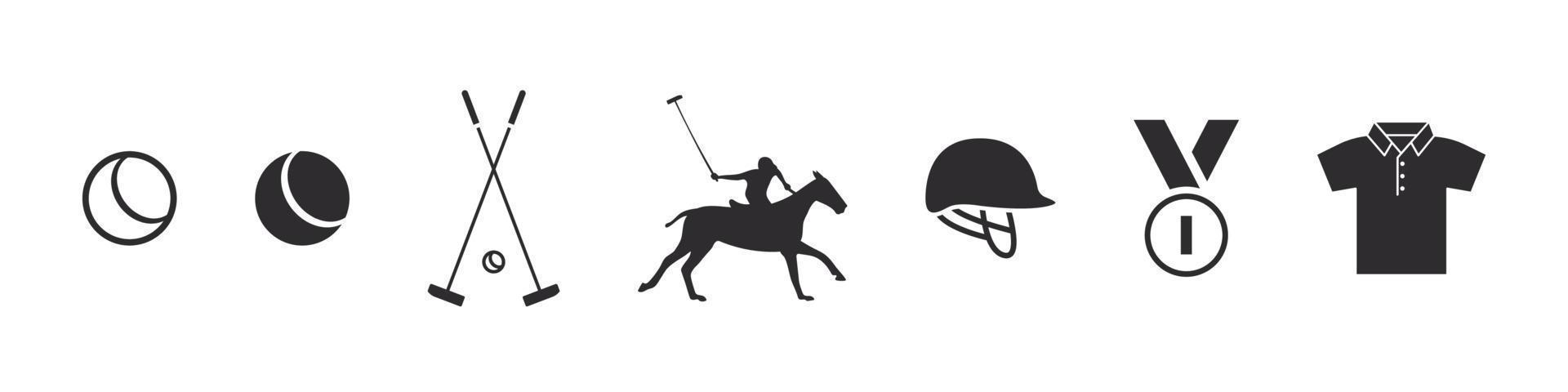 ícones de pólo de cavalo. ícones esportivos em estilo simples. elementos de polo de cavalo para design. ícones vetoriais vetor