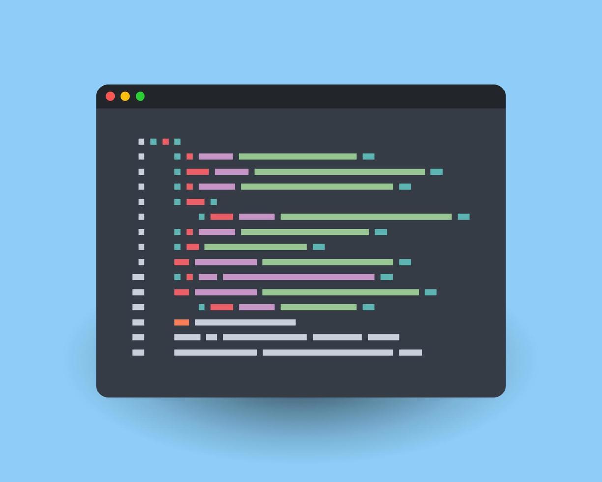 projeto de ilustração vetorial de editor de código de programação vetor