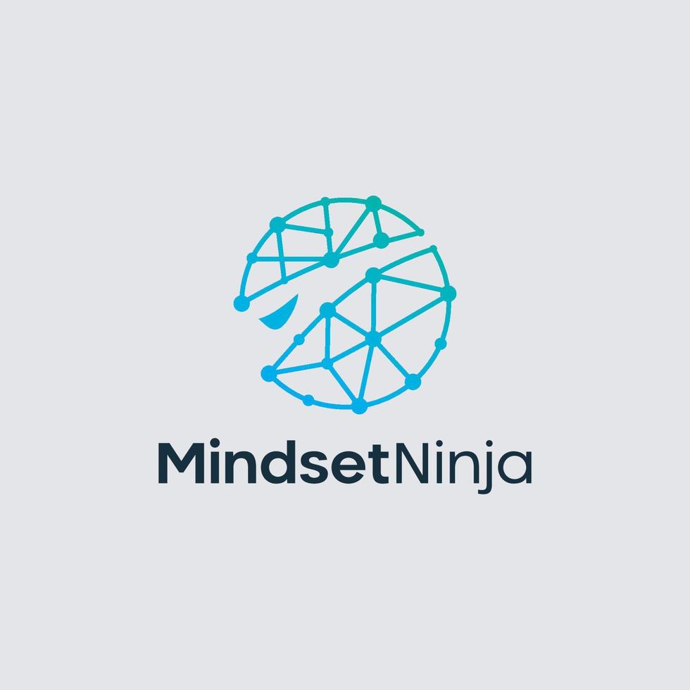 modelo de logotipo ninja de mentalidade. elemento de logotipo de tecnologia de linha vetor