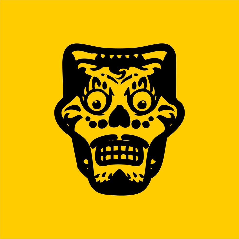 vetor de caveira mexicana com padrão. Esboço de design de tatuagem de caveira de estilo de tatuagem da velha escola. ilustração preto e branco. ilustração de caveira mexicana