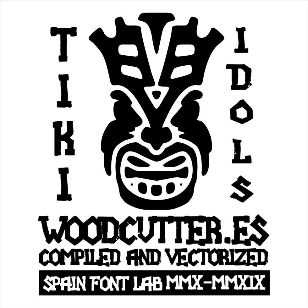 silhueta do ícone do ídolo tiki. ilustração simples de um ícone de ídolo tiki para web design isolado em um fundo branco, máscara de madeira tribal tiki, planta exótica tropical e placa de bambu. Havaí tradicional vetor