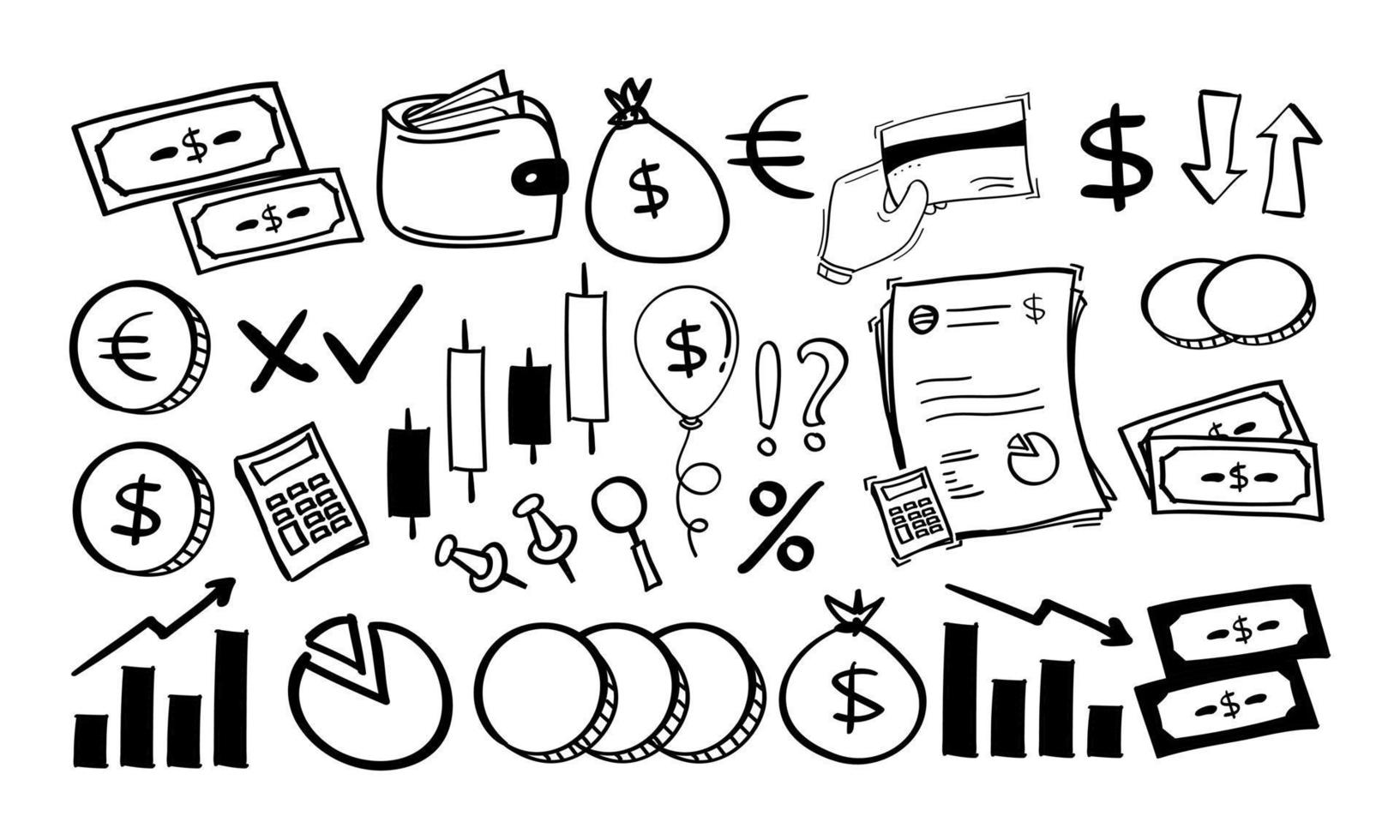 ícone financeiro ou de dinheiro desenhado à mão vetor