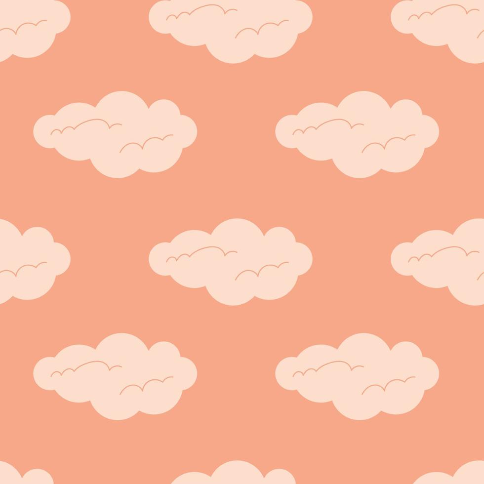 padrão perfeito com nuvens em tons de rosa pastel. design de repetição bonito para têxteis e tecidos. ilustração vetorial. vetor