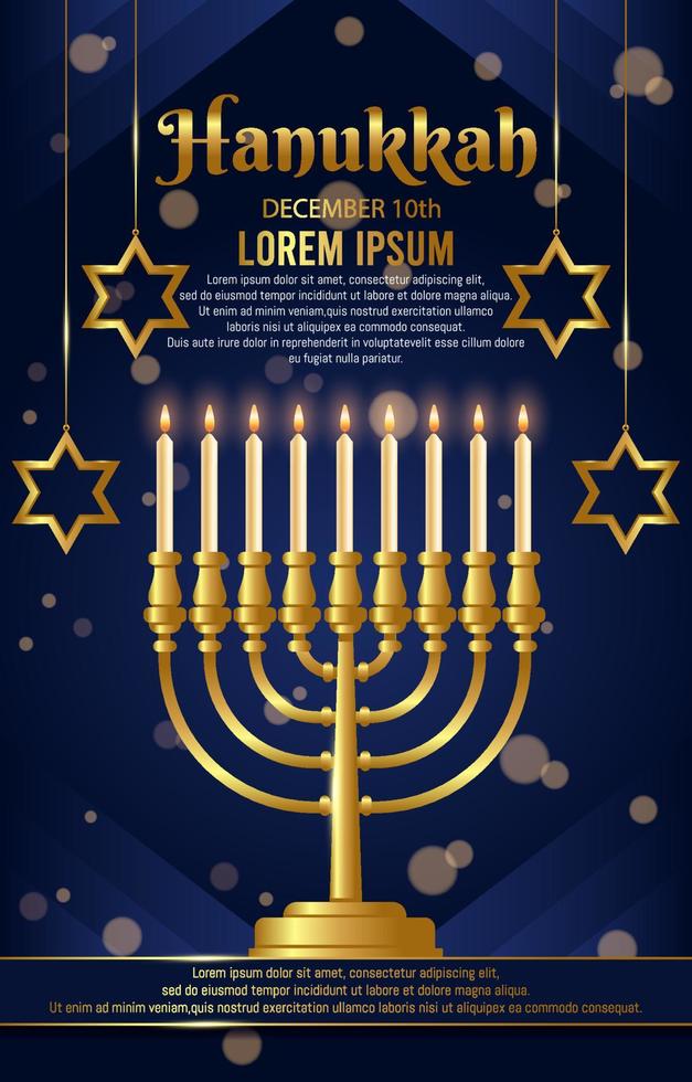 festival de hanukkah luz do cartaz de ouro vetor