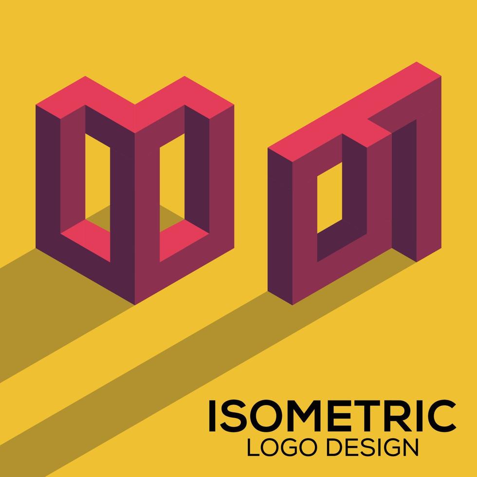 logotipo de edifícios isométricos design plano 3d. monogramas gráficos vetoriais criativos. vetor