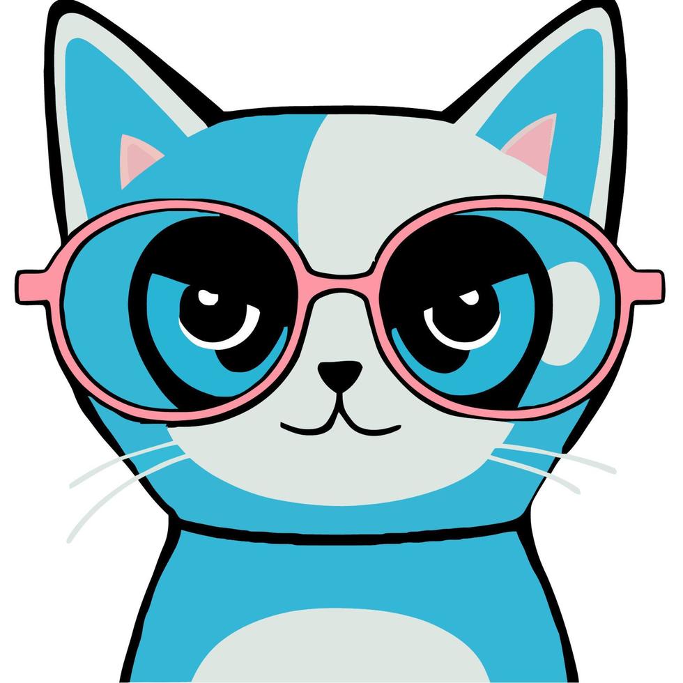 gato bonito dos desenhos animados com óculos vetor