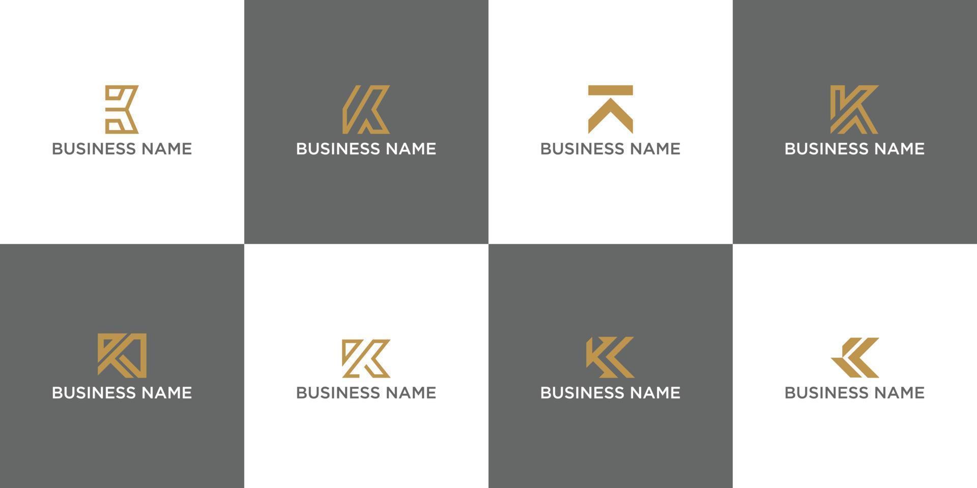 coleção de logotipos da letra k para empresa com vetor premium de ideia única de ouro