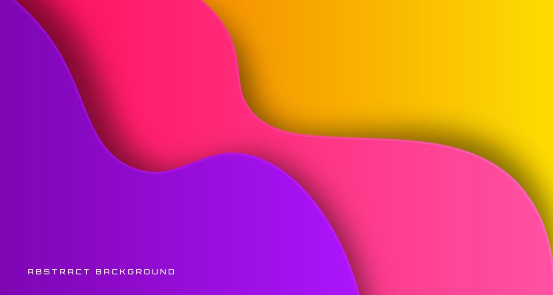Camada de sobreposição de fundo abstrato geométrico rosa amarelo 3d no espaço brilhante com decoração de ondas. conceito de estilo ondulado de elemento de design gráfico para banner, folheto, cartão, capa de brochura ou página inicial vetor