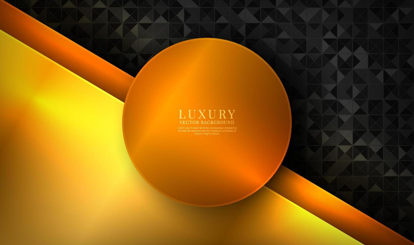 O fundo abstrato de luxo dourado 3d sobrepõe camadas no espaço escuro com decoração de efeito de brilhos. conceito de estilo de recorte de elemento de design gráfico para banner, panfleto, cartão, capa de brochura ou página de destino vetor