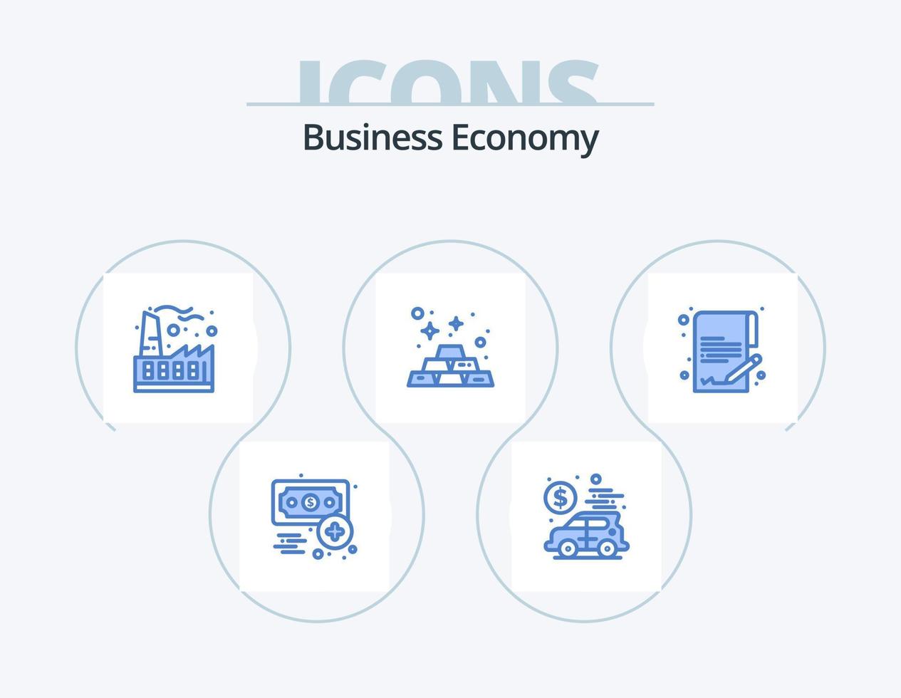 economia ícone azul pack 5 design de ícone. economia. dinheiro. economia. ouro. bancário vetor