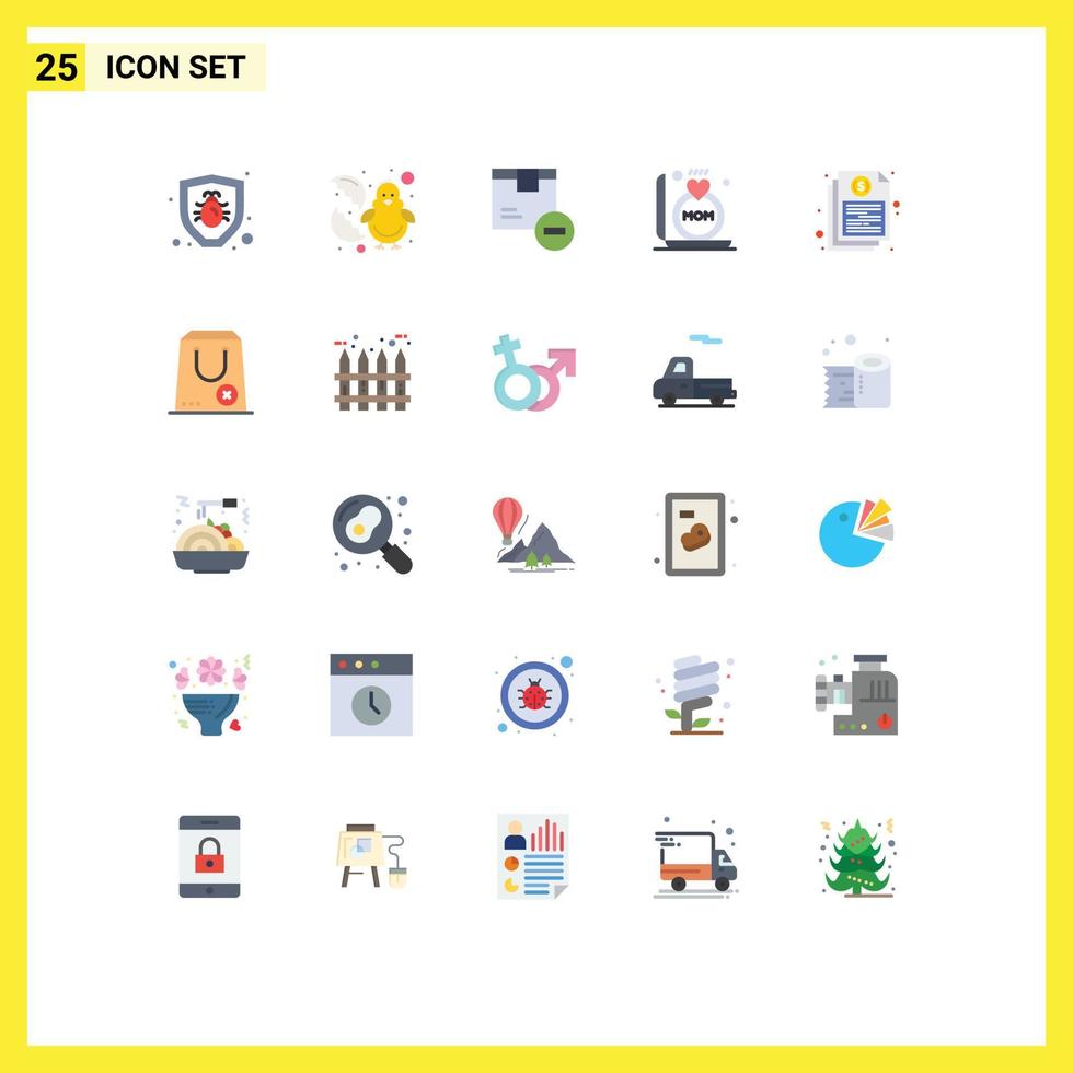 conjunto de 25 sinais de símbolos de ícones de interface do usuário modernos para documento mãe excluir anel de mãe elementos de design de vetores editáveis