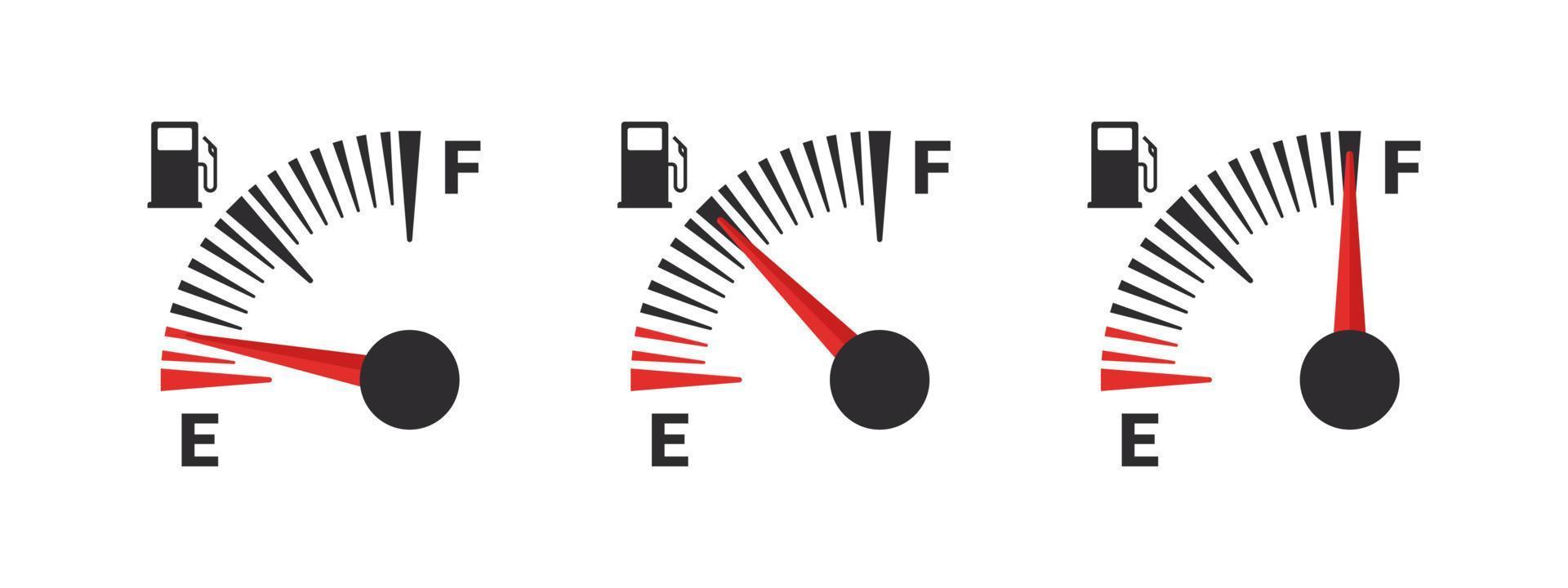 combustível do medidor do painel. indicador de gasolina. conceito de indicador de combustível. ilustração vetorial vetor