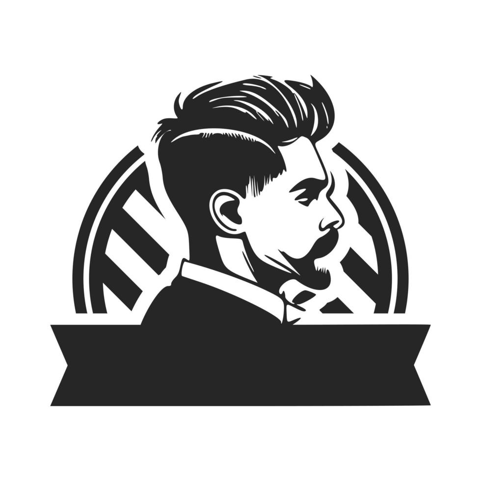 logotipo representando um homem brutal e elegante. o logotipo pode retratar um design estilizado para uma barbearia ou salão. vetor