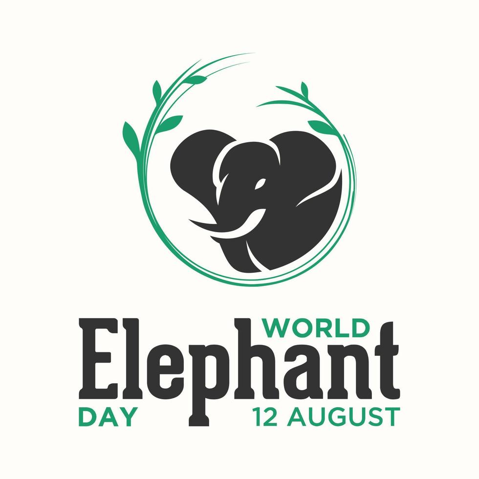palavra carta dia mundial do elefante 12 de agosto modelo de fundo vetor