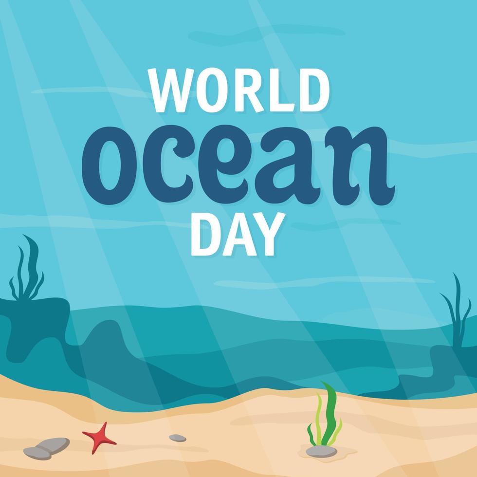 belo cartão de conceito para o dia mundial do oceano vetor