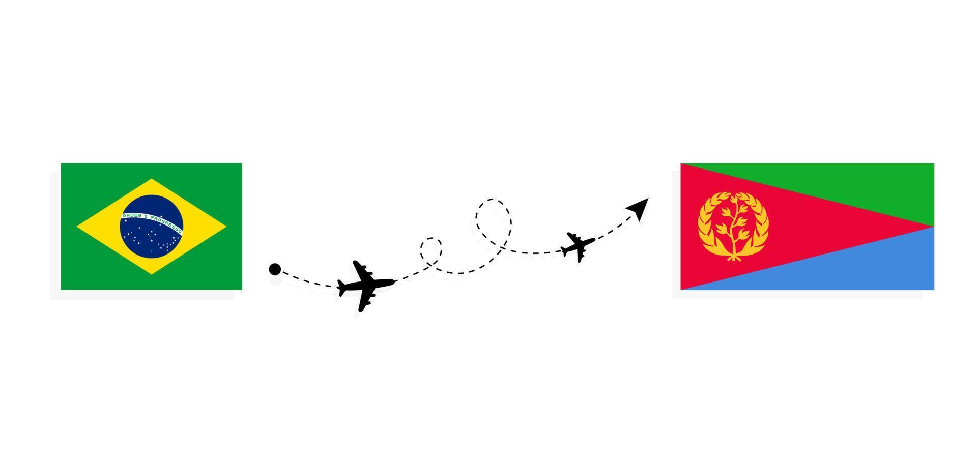 voo e viagem do Brasil para a Eritreia pelo conceito de viagem de avião de passageiros vetor