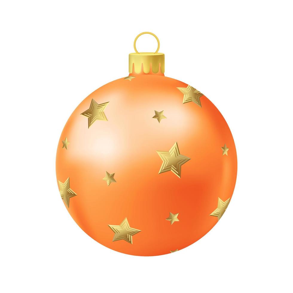 bola de árvore de natal laranja com estrela dourada vetor
