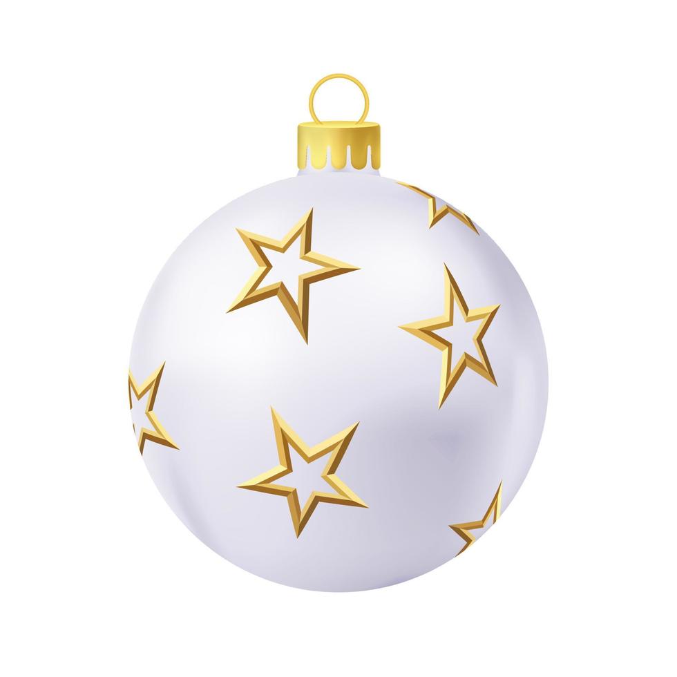 bola de árvore de natal cinza com estrela dourada vetor