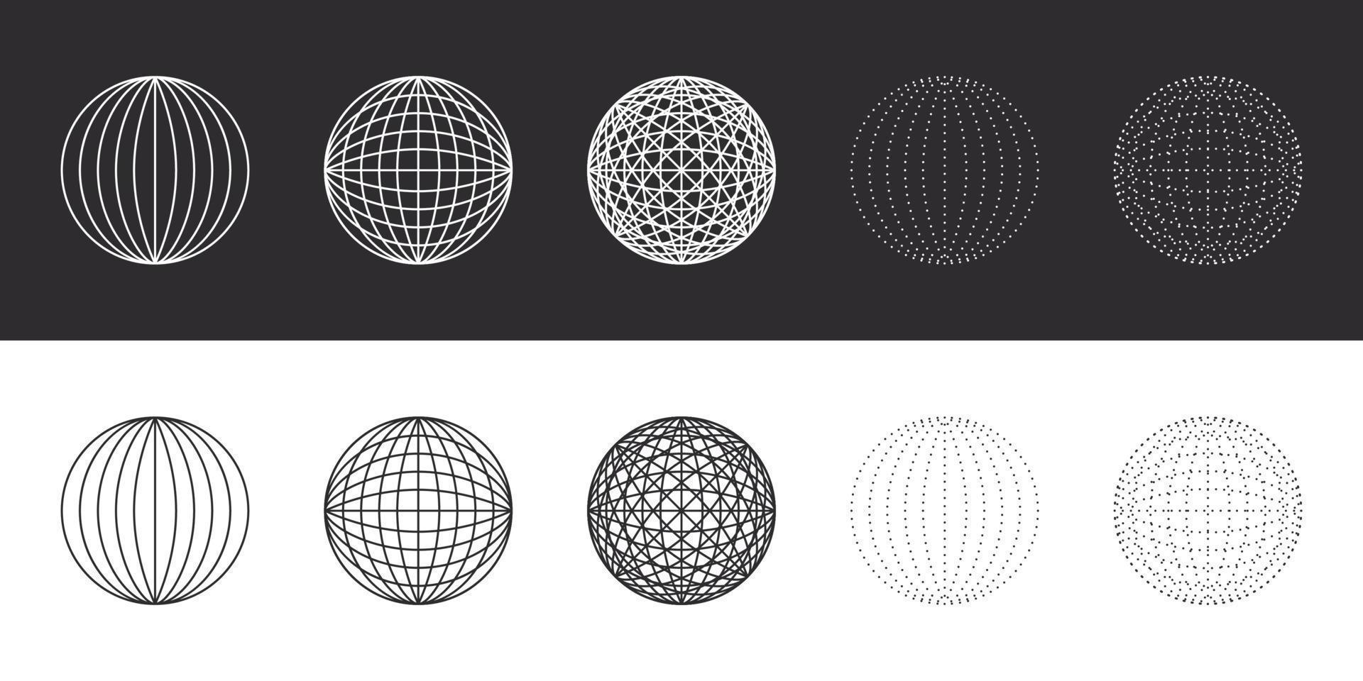 elementos de design futurista retrô. formas abstratas de bola. elementos de design retrowave. ilustração vetorial vetor