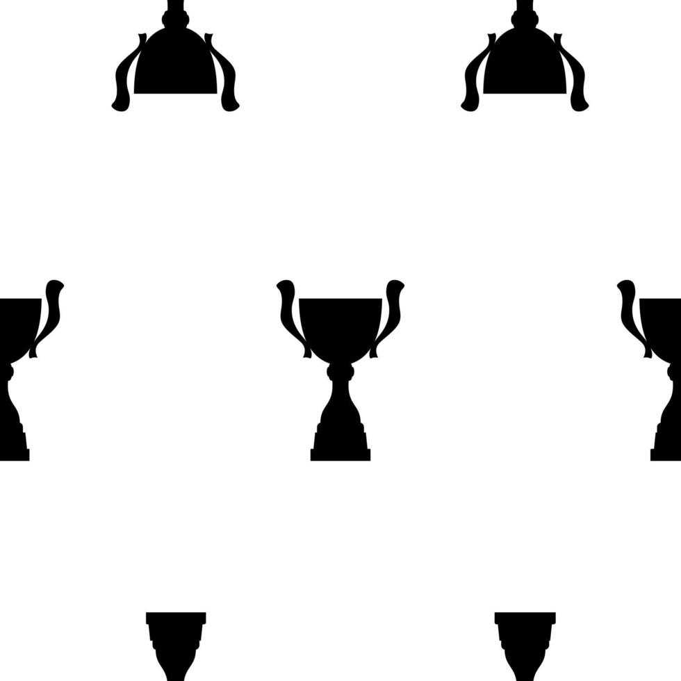 padrão sem emenda da taça do troféu vencedor. textura de silhueta simples preta. prêmio do campeonato para o primeiro lugar. ilustração vetorial. vetor