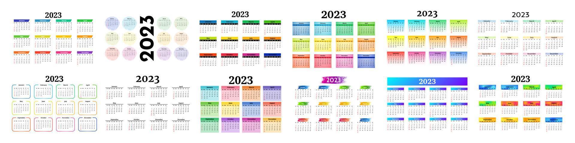 calendário para 2023 isolado em um fundo branco vetor