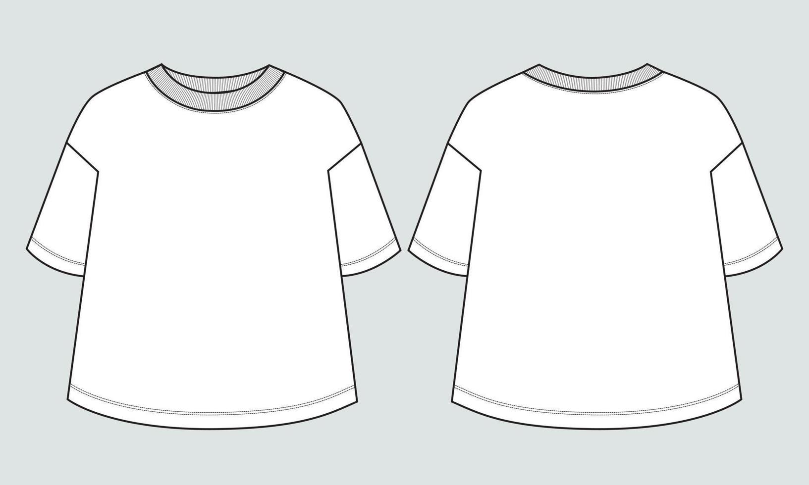 modelo de moda de desenho técnico de camiseta de manga curta para