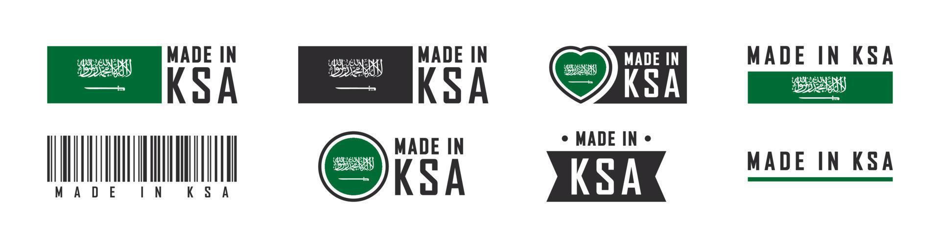 feito no logotipo ou rótulos da arábia saudita. emblemas de produtos da arábia saudita. ilustração vetorial vetor