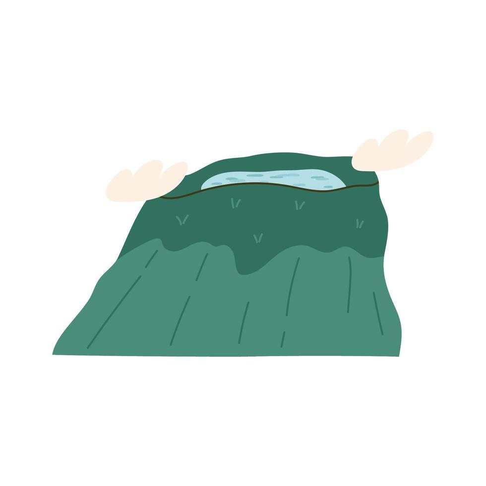 ilha de jeju marco hallasan montanha, ilustração vetorial plana dos desenhos animados isolada no fundo branco. pico de montanha com lago. conceitos de natureza e turismo. vetor