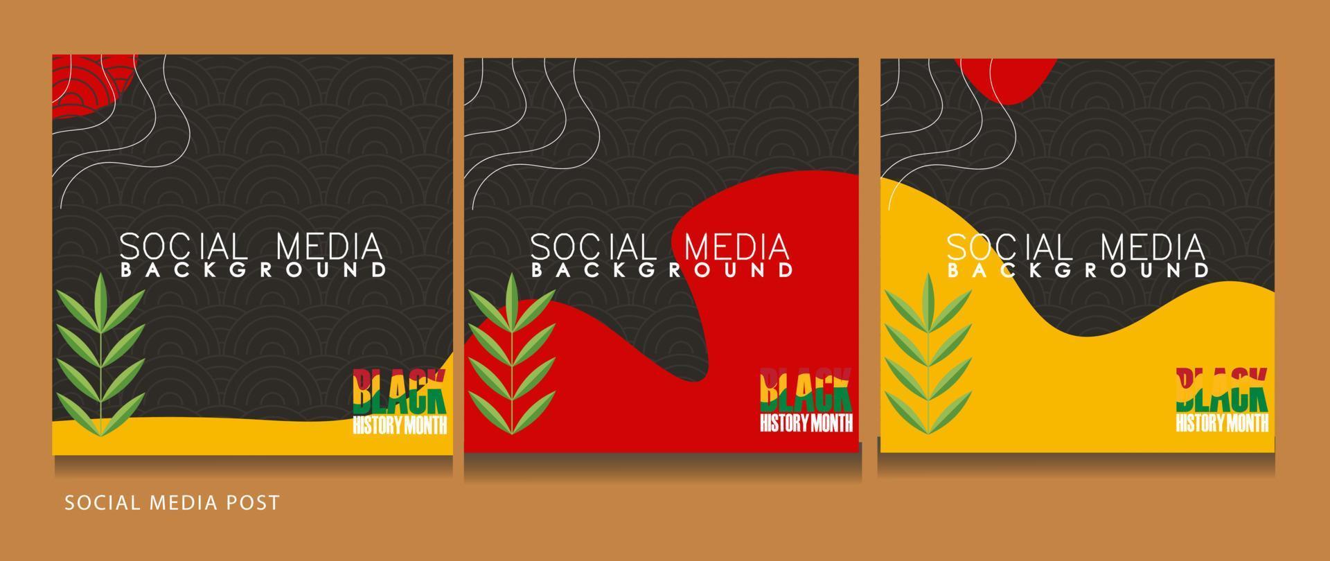 um conjunto de banners de mídia social para o evento do mês da história negra. vetor