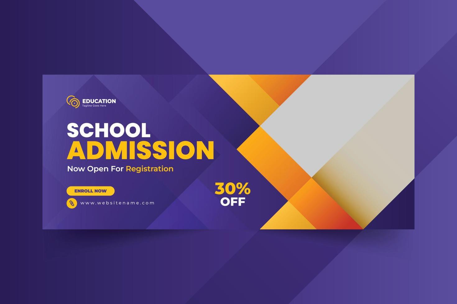 design de capa de cronograma de admissão escolar e banner da web vetor